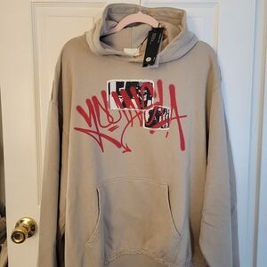 YoungLa Women's Scarlet Oversized Stylish Cream Hoodie with Red Graphic